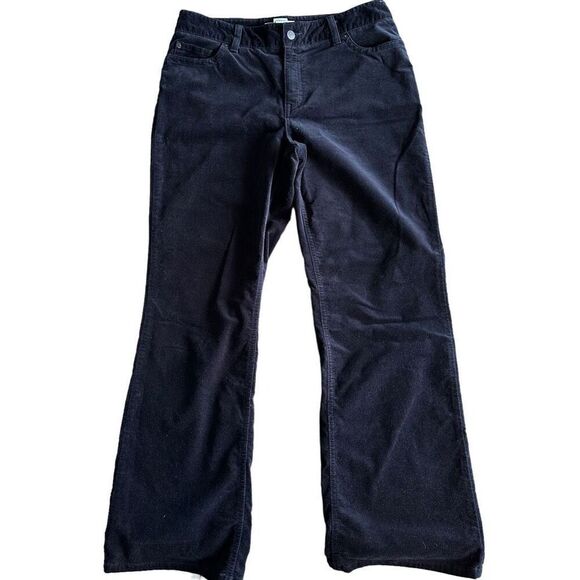 L.L. Bean Favorite Fit Straight Black Pants size 10 Reg Velour - Picture 1 of 6